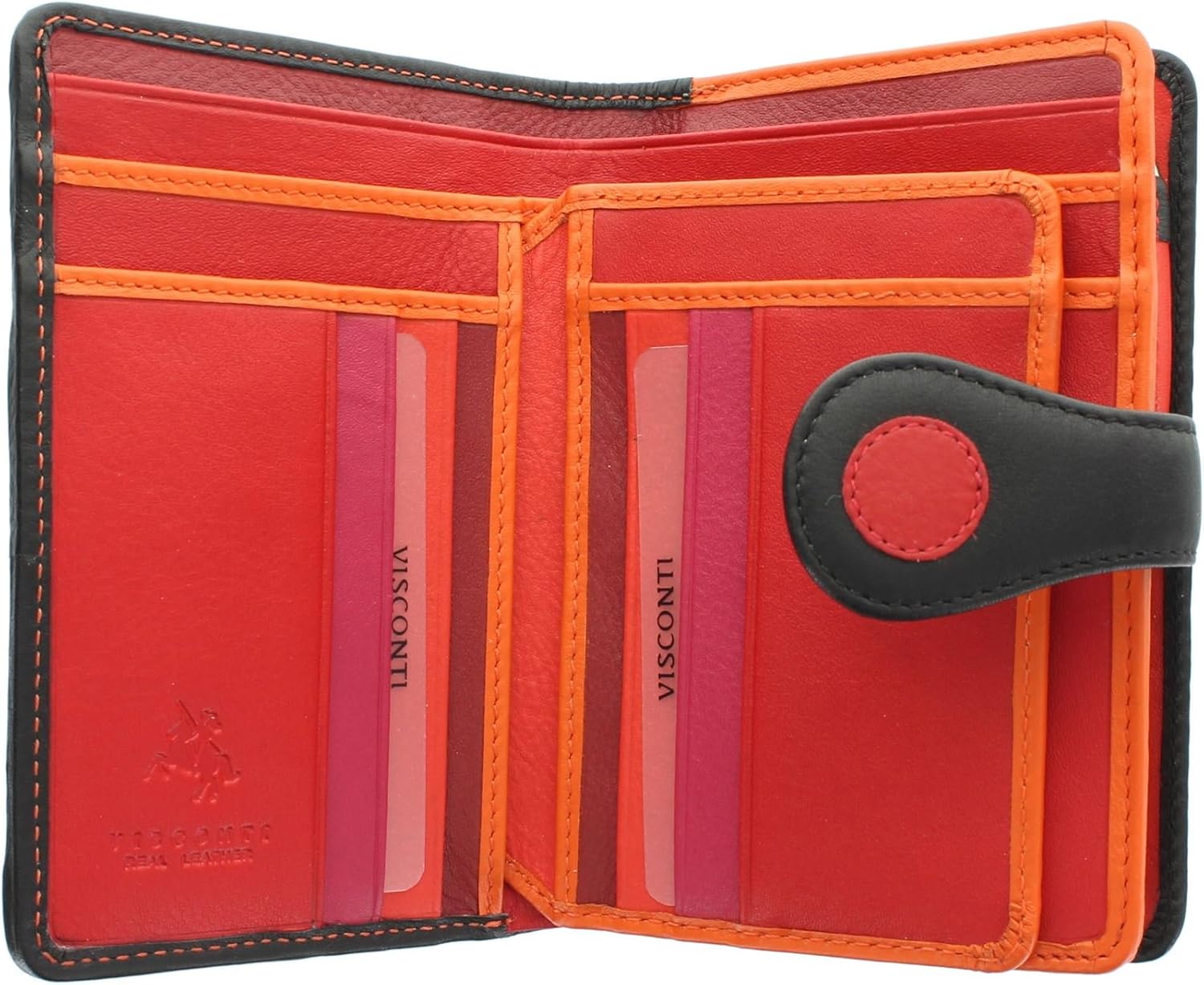 VISCONTI Polka Collection Saturn Ladies Leather Purse with Tab Closure RFID Blocking P1 Very Berry - Image 3