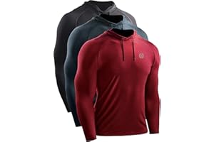 NELEUS Men's Dry Fit Athletic Shirt Workout Running Long Sleeve Shirts with Hoods