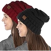 Funky Junque Exclusives Slouchy Beanie for Women – Oversized Winter Hat, Chunky Cable Knit Beanies, Unisex Cold Weather Hats