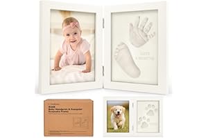 KeaBabies Personalized Baby Hand and Footprint Kit, Quick Dry Clay - Newborn Keepsake Feet and Handprint Kit, Nursery Picture Frame, New Mom Gifts for Baby Showers & Registry (Alpine White)