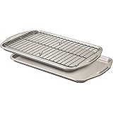 Circulon Total Bakeware Set Nonstick Cookie Baking Sheets with Cooling Rack, 3 Piece, Gray