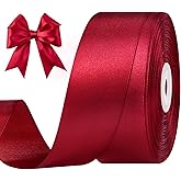 CLUEWR 1-1/2 Inches 50 Yards Wine Red Satin Ribbon, Solid Fabric Ribbon Roll for Flower Bouquets, Gift Wrapping, Wedding, Handmade Crafts