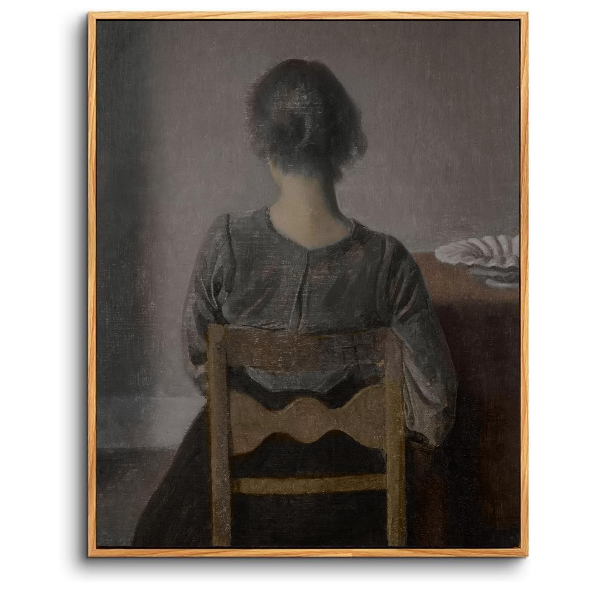 hyidecorart Wooden Framed Canvas Wall Art for Living Room, 16"x24" Vintage Female Portrait Bedroom Decor Aesthetic, Rest Paintings Artwork Wall Decorations for Bathroom Hallway Dining Room