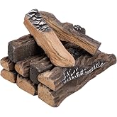 Skyflame 10 Piece Set of Large Ceramic Logs for Gas Fireplace | Heat Resistant Realistic Logs, Decorate Firepit, Gas Inserts, Ventless &amp; Vent Free