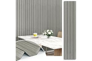 STICKEEP Grey Wood Panels for Wall Modern Soundproof Wooden 3D Wall Panel Peel and Stick Foam Slat Walls Paneling Removable W