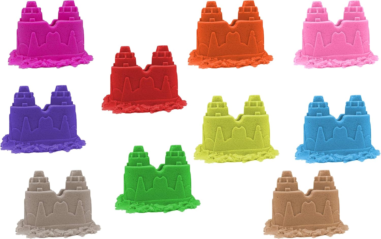 Dynamic Play Sand Art [10 Pack] Arts and Crafts for Kids | Multi Color Combo Kinetic Kit Play Sand with Castle Molds Containers | Stress Relief Toys for Kids and Adults | Kinetic Party Favors: Toys & Games