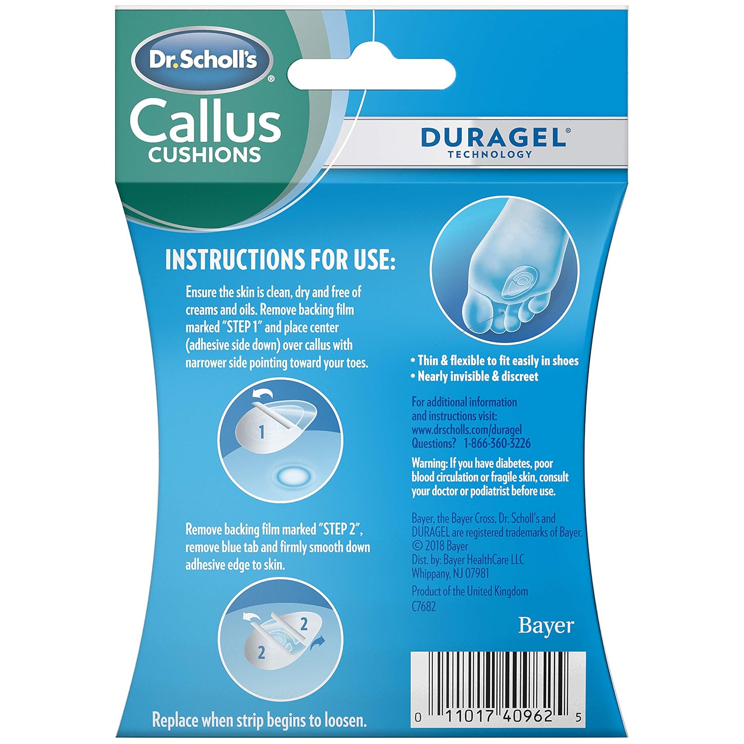Dr. Scholl's CALLUS CUSHION with Duragel Technology, 5ct // Relieves Callus Pressure and Provides Cushioning Protection against Shoe Pressure and Friction for All-Day Pain Relief: Health & Personal Care