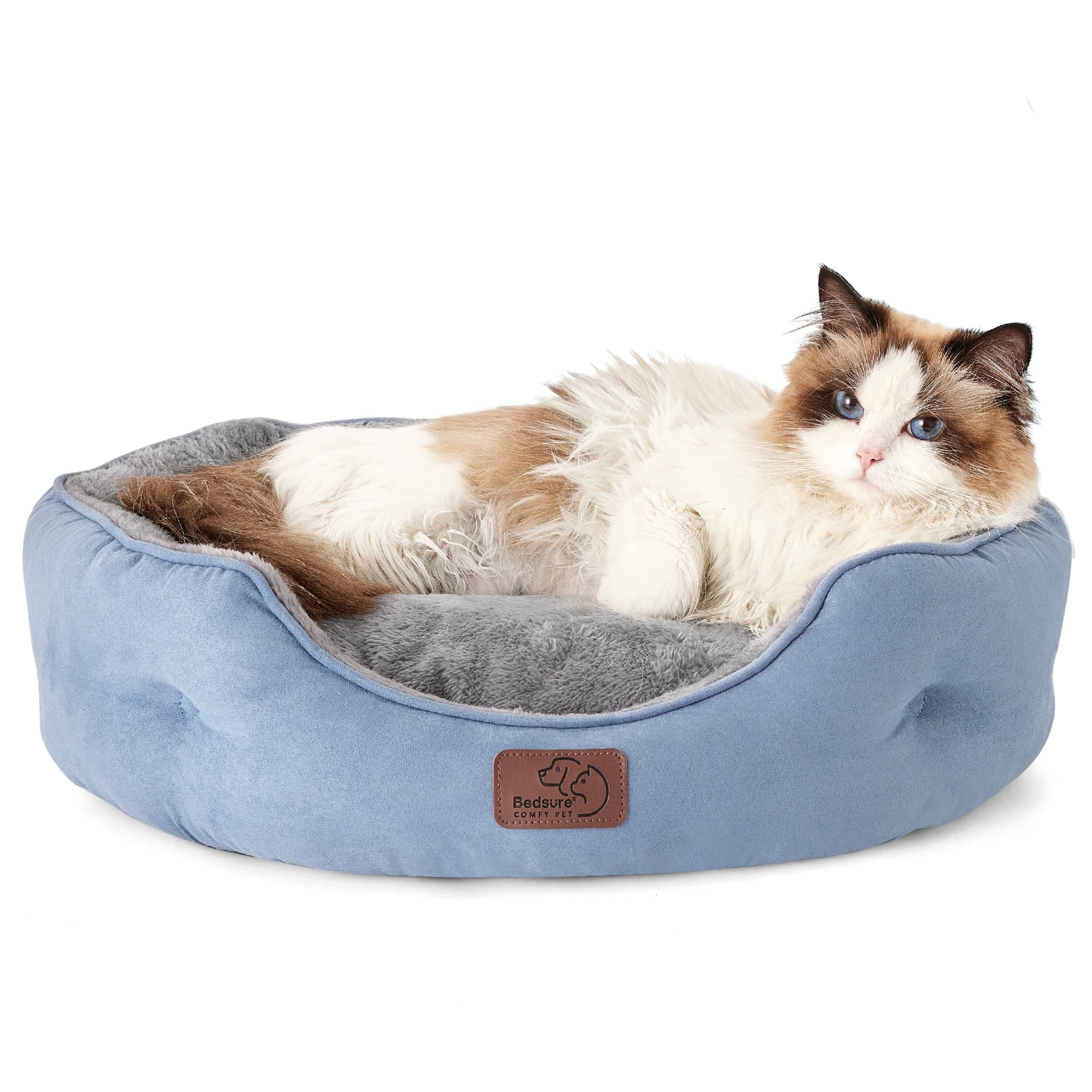 Photo 1 of Bedsure Dog Beds for Small Dogs - Round Cat Beds for Indoor Cats, Washable Pet Bed for Puppy and Kitten with Slip-Resistant Bottom, 20 Inches, Allure