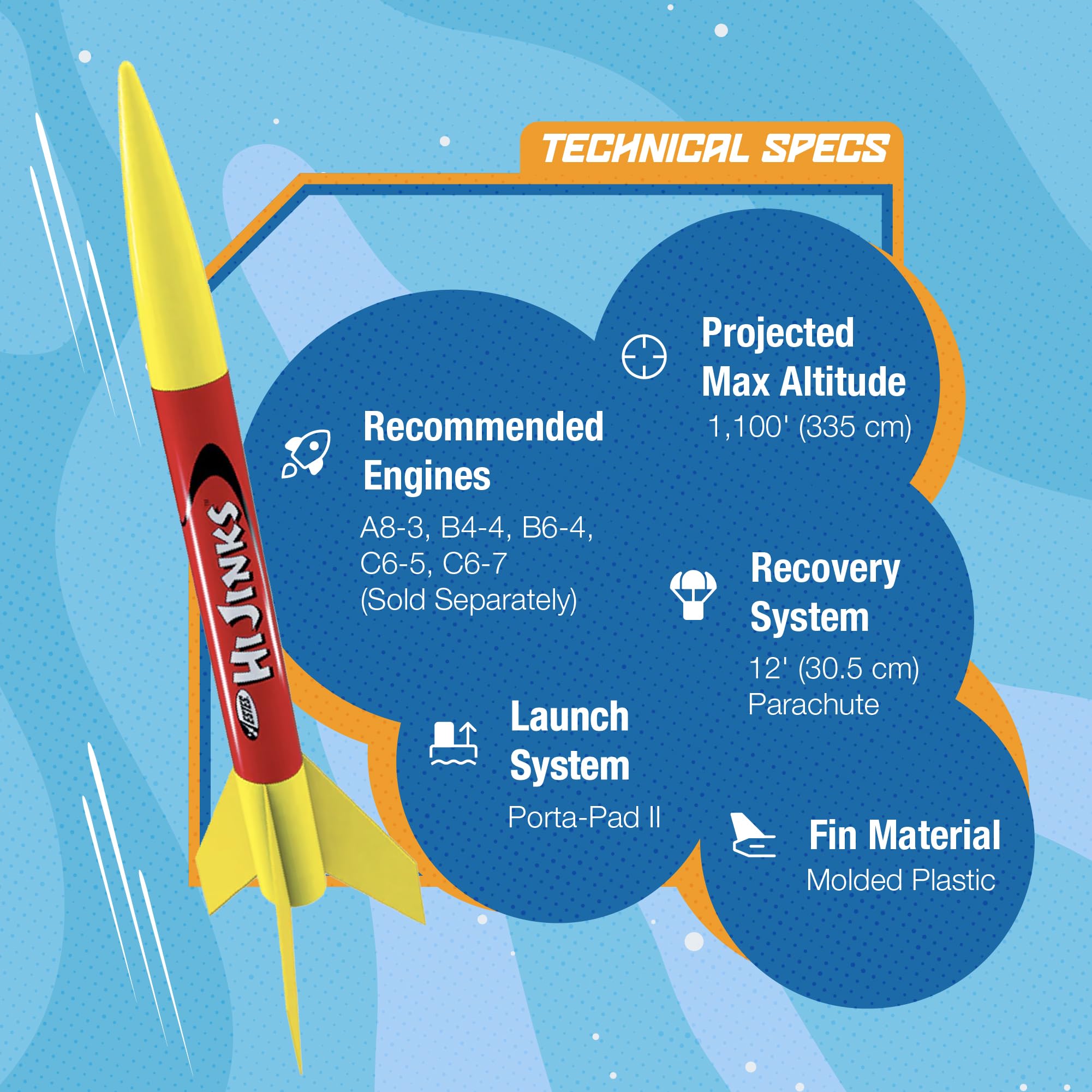 Estes 1499 Rascal and Hijinks Rocket Launch Set, Prebuilt Beginner Flying-Rocket-Model Set for Ages 10+, Includes Launch Pad System