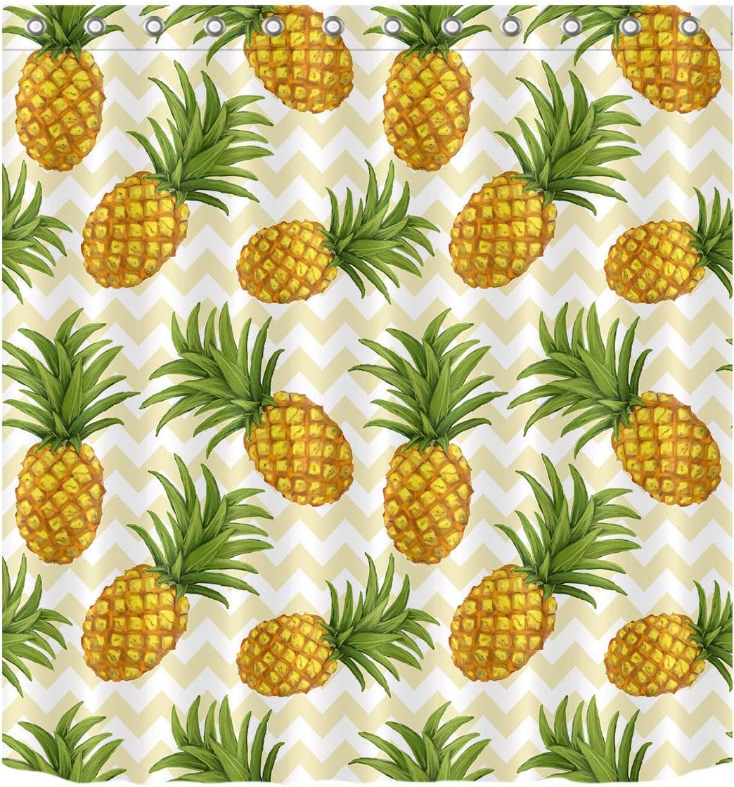 JHTRSJYTJ Handbemalte Welle und Ananas Duschpad wasserdicht