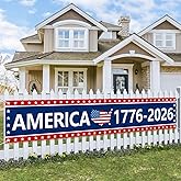 Probsin 250th Anniversary Banner 120" x 20" America 1776-2026 USA 250 Years Birthday Freedom American Map Patriotic Party Supplies Home Decorations for Outdoor, Indoor, Yard, Garden, Porch, Lawn
