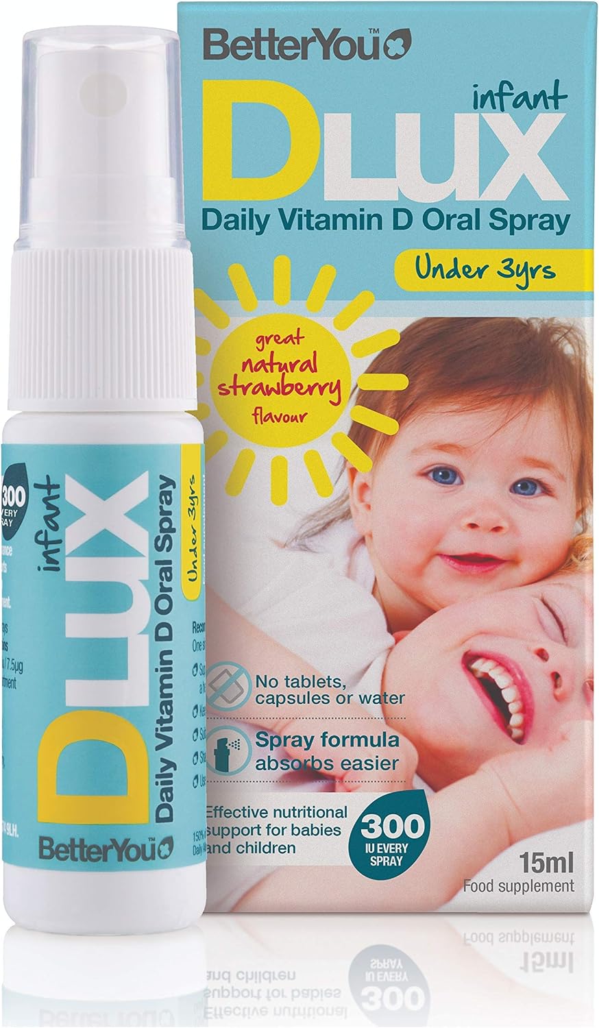BetterYou D Lux Infant Vit D Oral Spray 15ml X 4 (Pack of 4), 15 ml (Pack of 4)