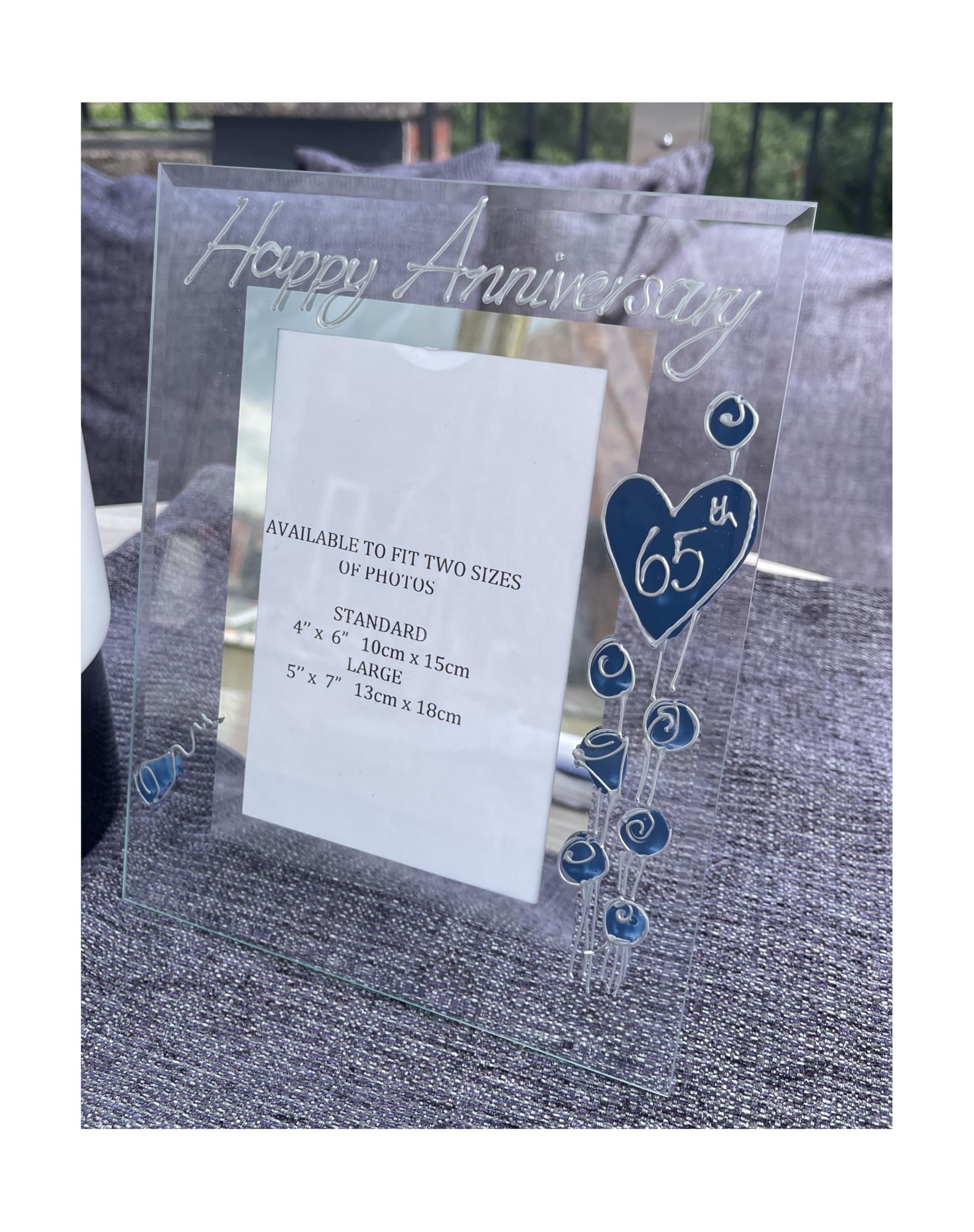 65th Wedding (Blue Sapphire) Anniversary Photo Frame (P) (4x6) Flower — image 1