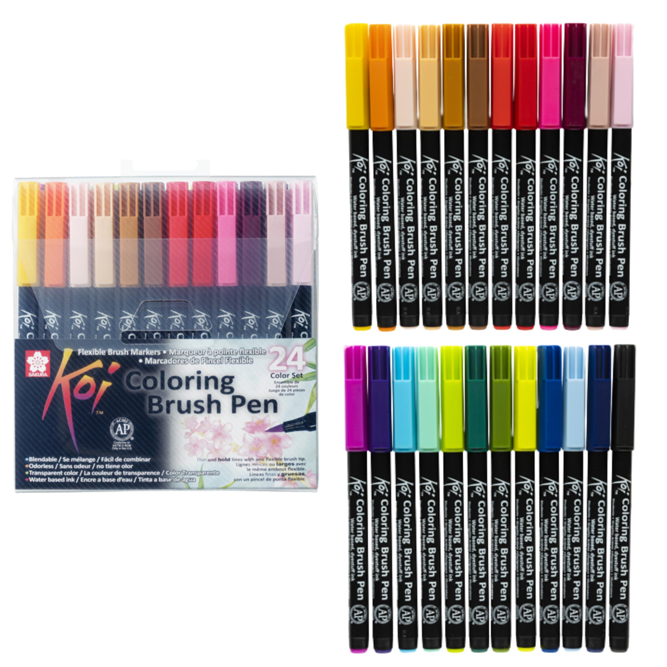 SAKURA Koi Color Brush Set-24, Multi-Coloured, set of 24, XBR-24