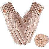 Jeniulet Winter Gloves for Women Men Warm Long Fleece Lined Touchscreen Thermal Knit Elastic Cuff Cold Weather Running Hiking