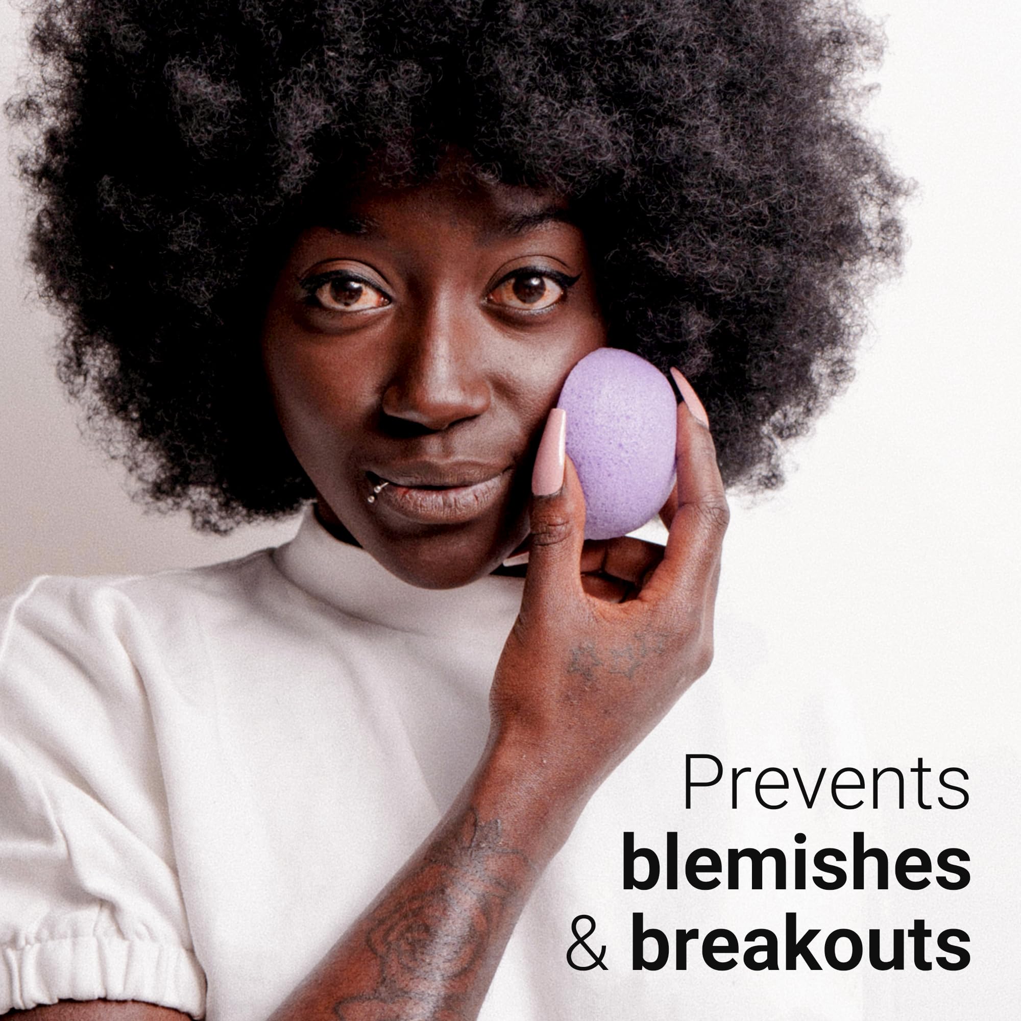 Vove Organic Konjac Facial Sponges 3-Pack - Natural Face Exfoliating Sponges with Bamboo Charcoal & Green Clay, Gentle Cleansing for All Skin Types, Natural Vegan Skincare, Certified Organic