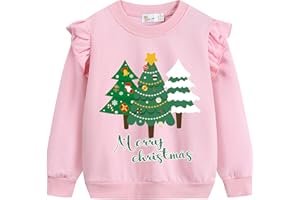 LITTLE HAND Girl Sweatshirts Christmas Toddler Crewneck Long Sleeve Pullover Snowman Cotton Santa Claus Graphic Top Sweater Top 2-7T