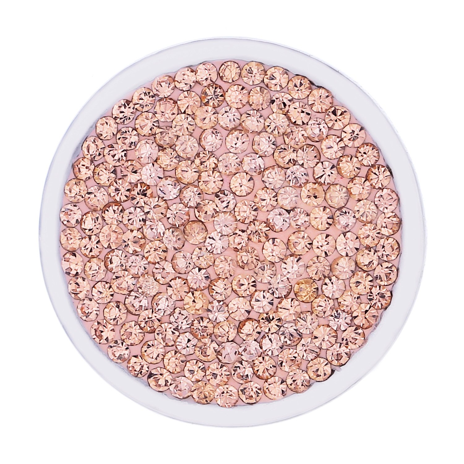 Morella Women's Coin Pendant 33 mm 13" Zirconia Stones apricot