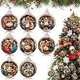 Outus 16 Pcs Christmas Nativity Scene Ornaments Ball for Tree Religious Christmas Tree Nativity Scene Hanging Ornaments The Birth of Jesus Decor Christian Religious Gifts for Christian Family