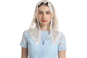 Mantveil Small Triangle Chapel Veil: Vintage Inspired Lace Mantilla Veils for Church Latin Mass Catholic Head Scarf for Women