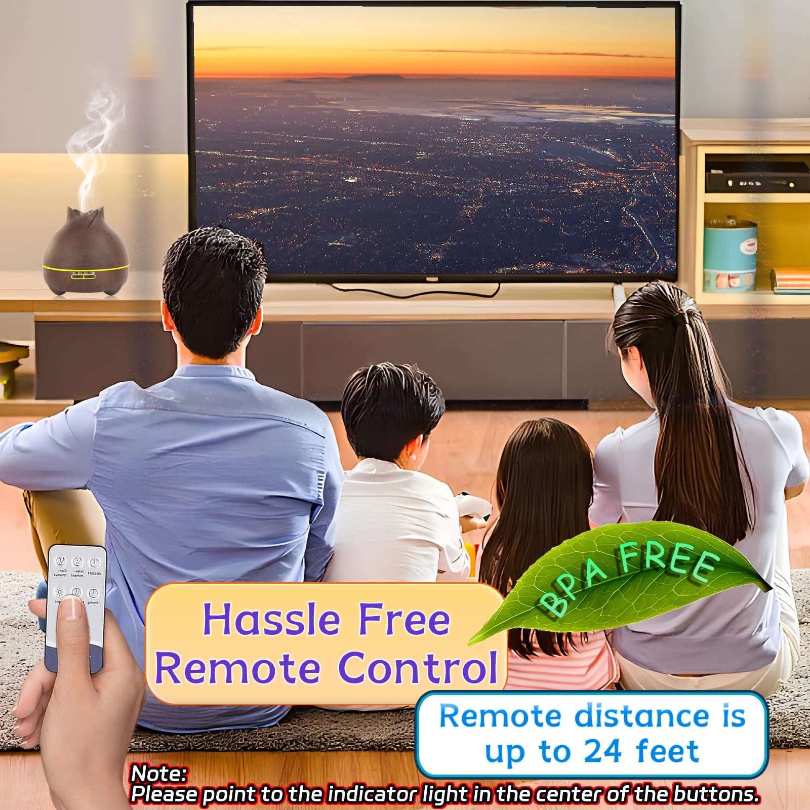 550ml Essential Oil Diffuser, Ultrasonic Aromatherapy Diffuser with 7 LED Light Models, Waterless Auto Shut-Off & 4 Timer for Large Room Home Office Baby Room Spa Yoga with Remote Control