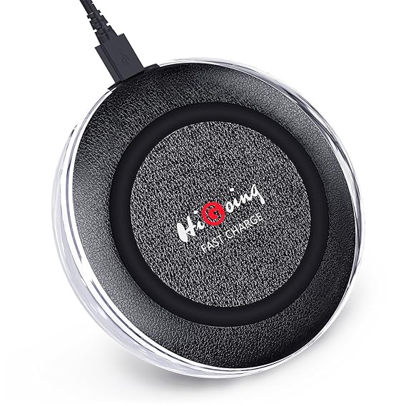 HiGoing Fast Wireless Charger, Lederstruktur 10W QI Ladegerät kabelloses Induktive Ladestation für iPhone XS/XS Max/XR / X / 8 Plus / 8, Samsung Galaxy S9 / S9 Plus / S8 / S8 Plus/Note 8, und mehr