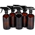 Vivaplex, 6, Large, 16 oz, Empty, Amber Glass Spray Bottles with Black Trigger Sprayers