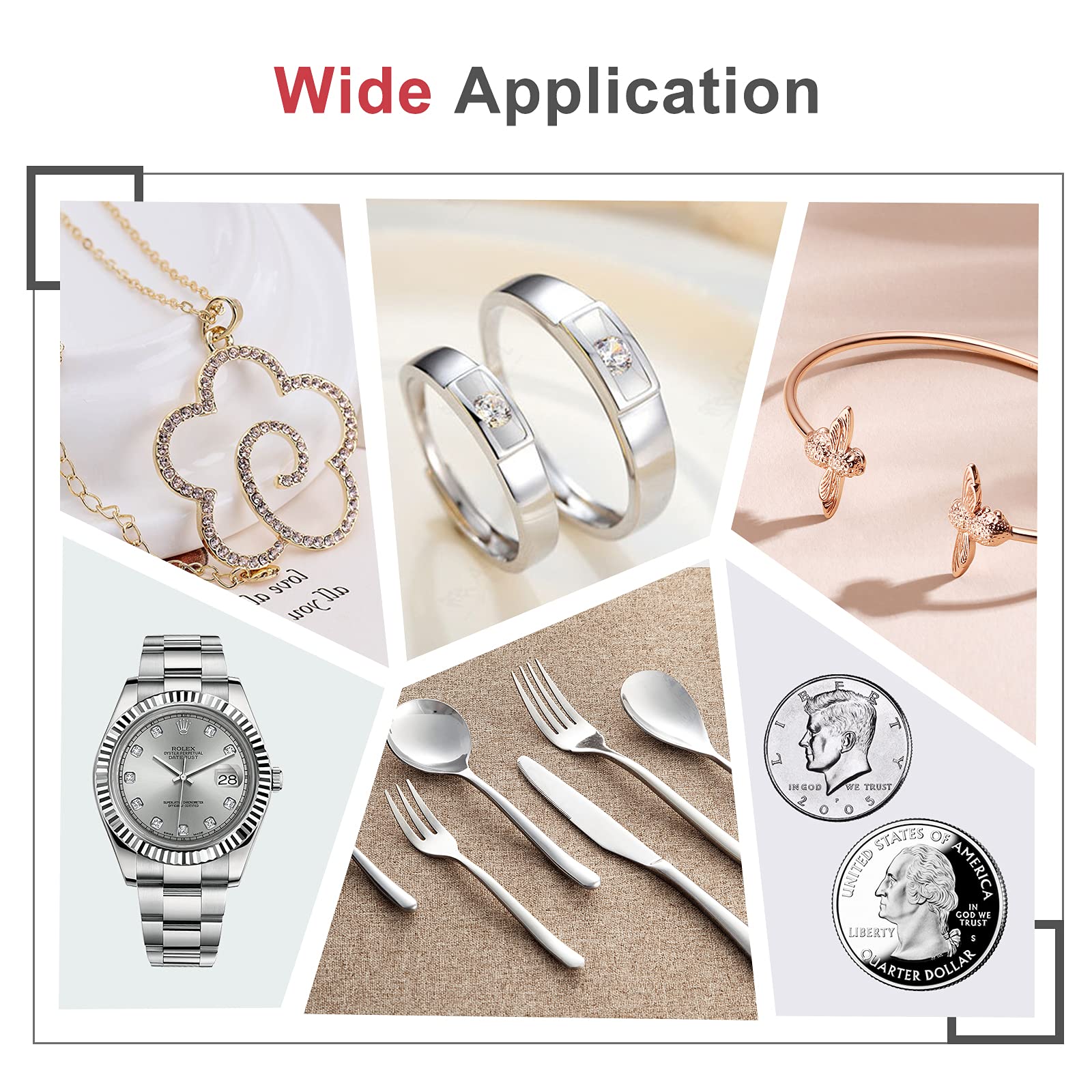 CATIFLIN 100pcs Jewelry Cleaning Cloth, Silver Polishing Cloth Individually Wrapped, Small Jewelry Polishing Cloth for Sterling Silver, Gold, Platinum and More (Light Gray, 3.15