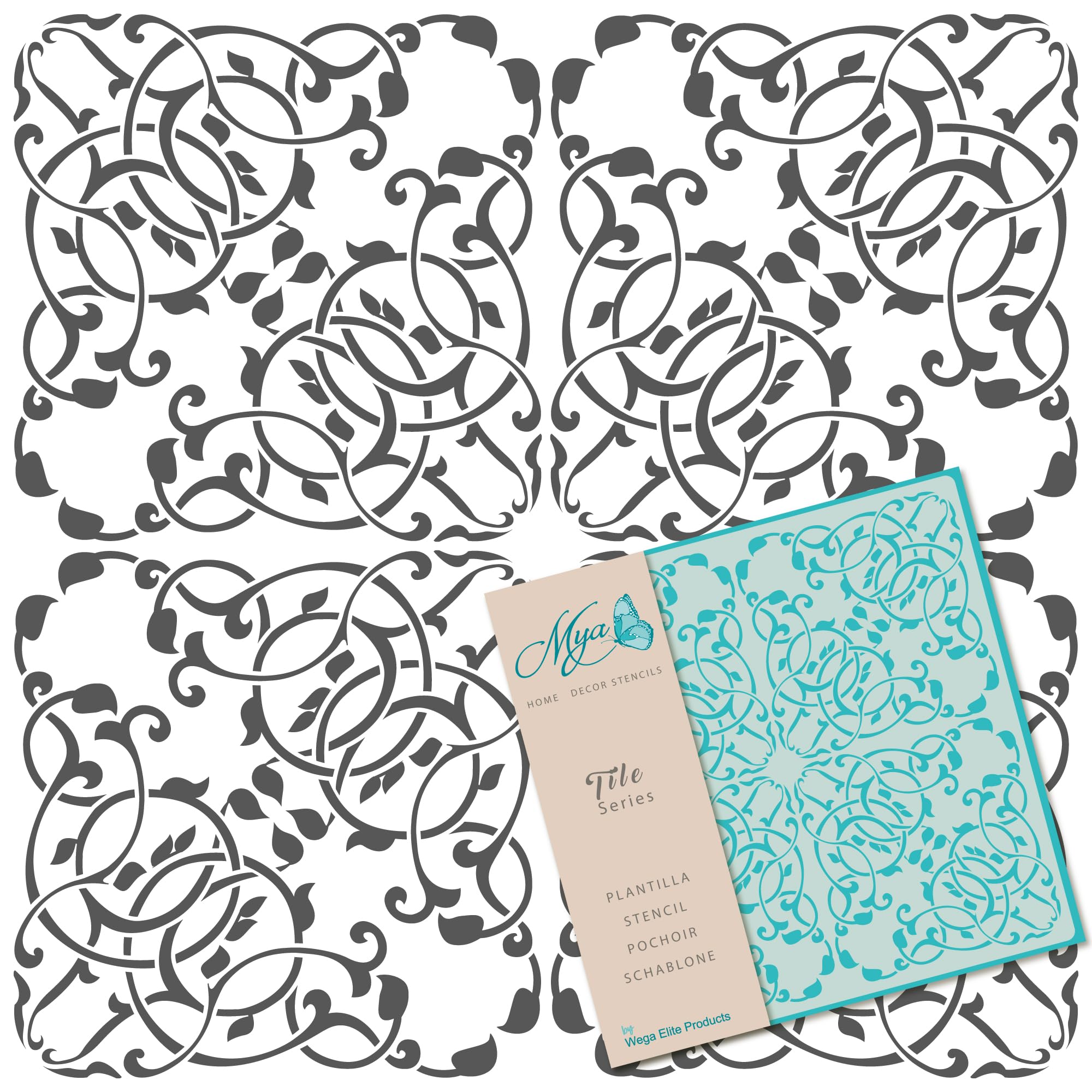 Home Decor Wall Tile 002, Measurements: Stencil 40 x 40 cm – Design 38 x 38 cm