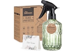 Sincengel Glass Plant Mister Bottle - 13.5 oz Refillable Leak Proof Water Spray Bottle for Indoor Plants, Spring Gardening,Cleaning, Hair, Pets Care with Adjustable Mist Nozzle (Green)