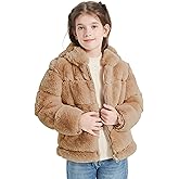Giolshon Girls Faux Fur Fleece Jacket Sherpa Fuzzy Hoodie Winter Coat with Full Zip Fluffy Outerwear 2169