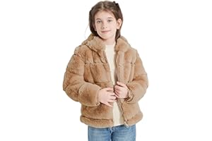 Giolshon Girls Faux Fur Fleece Jacket Sherpa Fuzzy Hoodie Winter Coat with Full Zip Fluffy Outerwear 2169