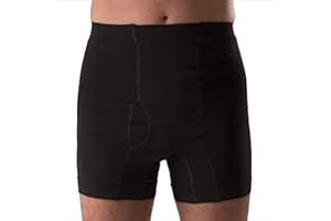 Corsinel Regular Male Boxer Low for Medium Ostomy and Hernia Support (Black, L) | Seamless Ostomy & Hernia Briefs for Men | Comfortable Ostomy & Hernia Support Underwear | Colostomy Support Garment