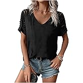 Rock Band T-Shirt for Women V-Neck Country Music Short Sleeved Shirt Retro Nashville Guitar Graphic Hollowed Tee Tops