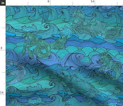 Amazoncom Spoonflower Waves Fabric Ocean Pattern Ocean