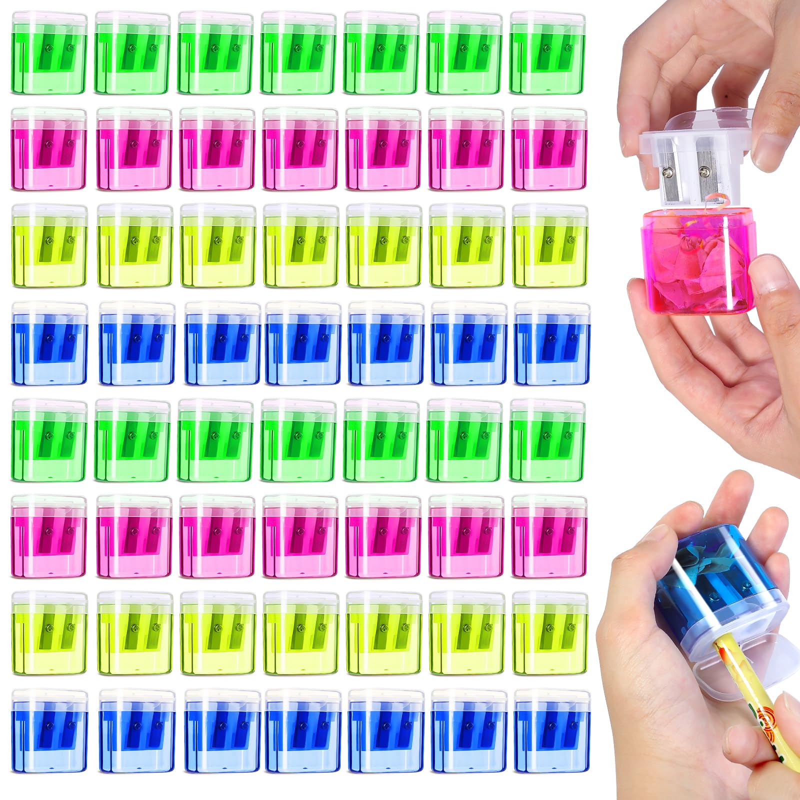 Photo 1 of OCHIDO 60 Pack Pencil Sharpeners Bulk,School Supplies Double Hole Pencil Sharpeners for Kids,Small Pencil Sharpener Manual for School Office Art Room,Pencil Sharpener for Colored Pencils