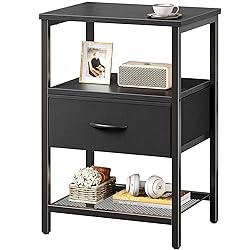 Huuger Night Stand with Fabric Drawer, Side Table