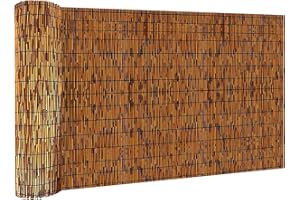 KOIUEYW Reed Fencing Rolls, Decorative Bamboo Fencing 4ft High Roll Reed Screen, Bamboo Curtains for Balcony Patio Garden Backyard Outdoor (Light Russet)