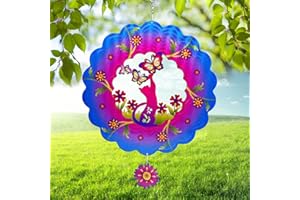 MRHEPHAESTUS Cat Metal Wind Spinners, Cat Gifts for Christmas Women Mom Grandma Wife Men Cat Lovers, 12 inch 3D Stainless Steel Hanging Wind Spinner for Outdoor Indoor Home Yard Art Garden Decorations