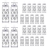 Olgaa 24 Pack Soccer Ball Party Favors Plastic Cups with Lid Straw Ribbon Reusable Soccer Ball Themed Party Ideas 14.2 OZ Clear Juice Bottles Tumbler for Sport Birthday Party Supplies