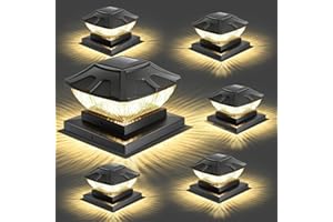 NESSTU Solar Post Cap Lights Outdoor: 6 Pack Fence Post Solar Lights IP65 Waterproof, 25 Lumens Solar Deck Post Lights for 4x4 6x6 Vinyl Wooden Posts, Solar Lamp Post Lights for Garden Yard Decor, 2 Modes