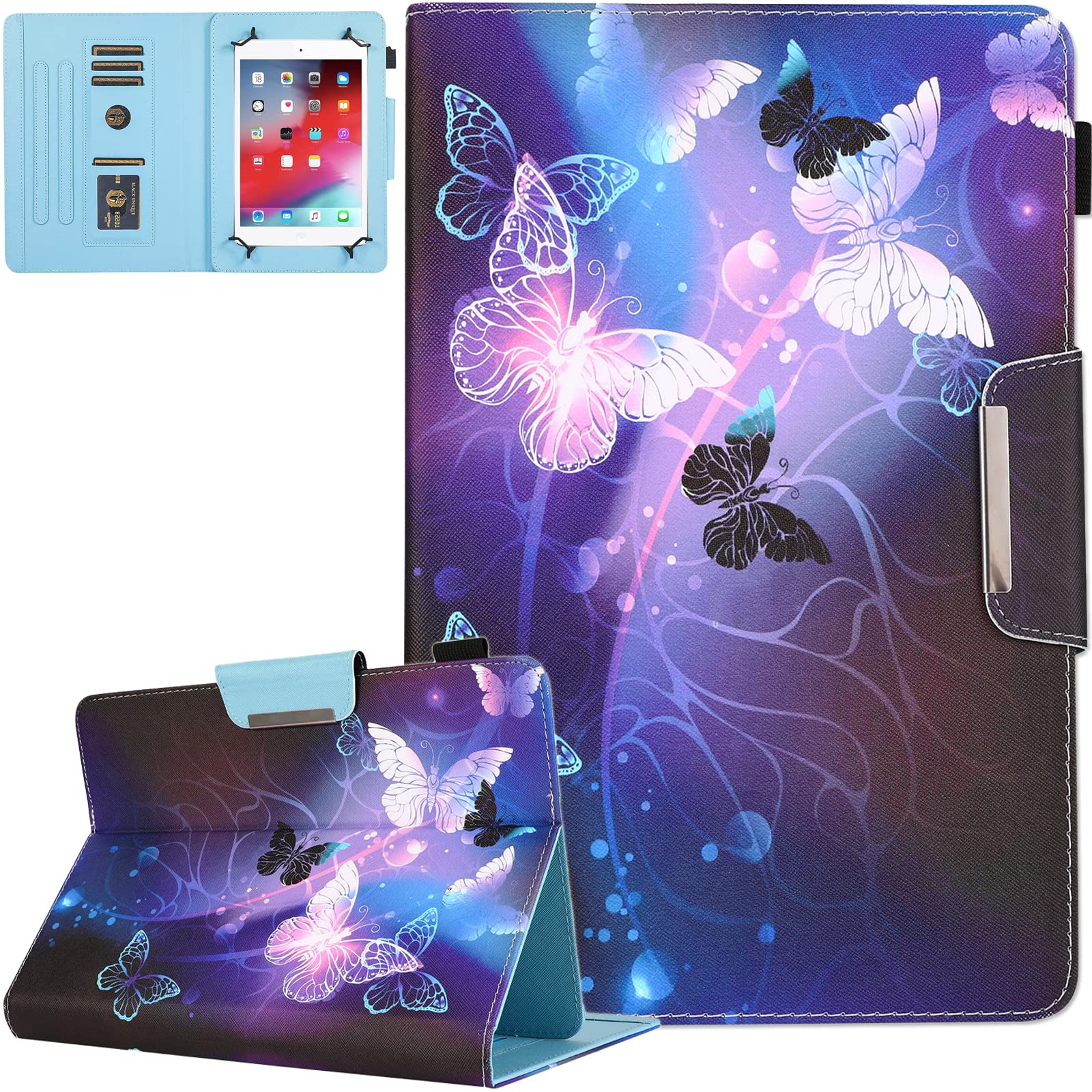 Photo 1 of JZCreater 10 Inch Tablet Case, Universal 10 10.1 Inch Android Tablet Cover, Multi-Angle Viewing Stand Case for 9.5-10.5 Inch Tablet, Butterfly-PR