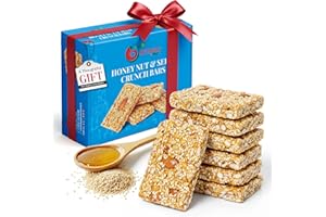 NY Spice Shop Honey Nut and Seed Crunch Bars – 1 Pound Honey Sesame Nut & Seed Snaps Brittle Crunch Candy – Decadent Snack Protein Bars – A Great Gift Box for Thanksgiving, Christmas & Holiday Season