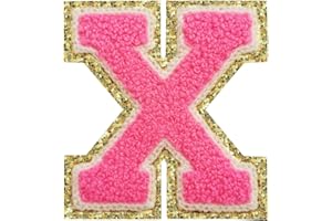 3Pcs Letter Patches Varsity Glitters Chenille,SPRT Iron on Rose Red Letter Patch,Alphabet Cloth Patch for Team Costume Decoration 3.1in Height X (3 Pieces)