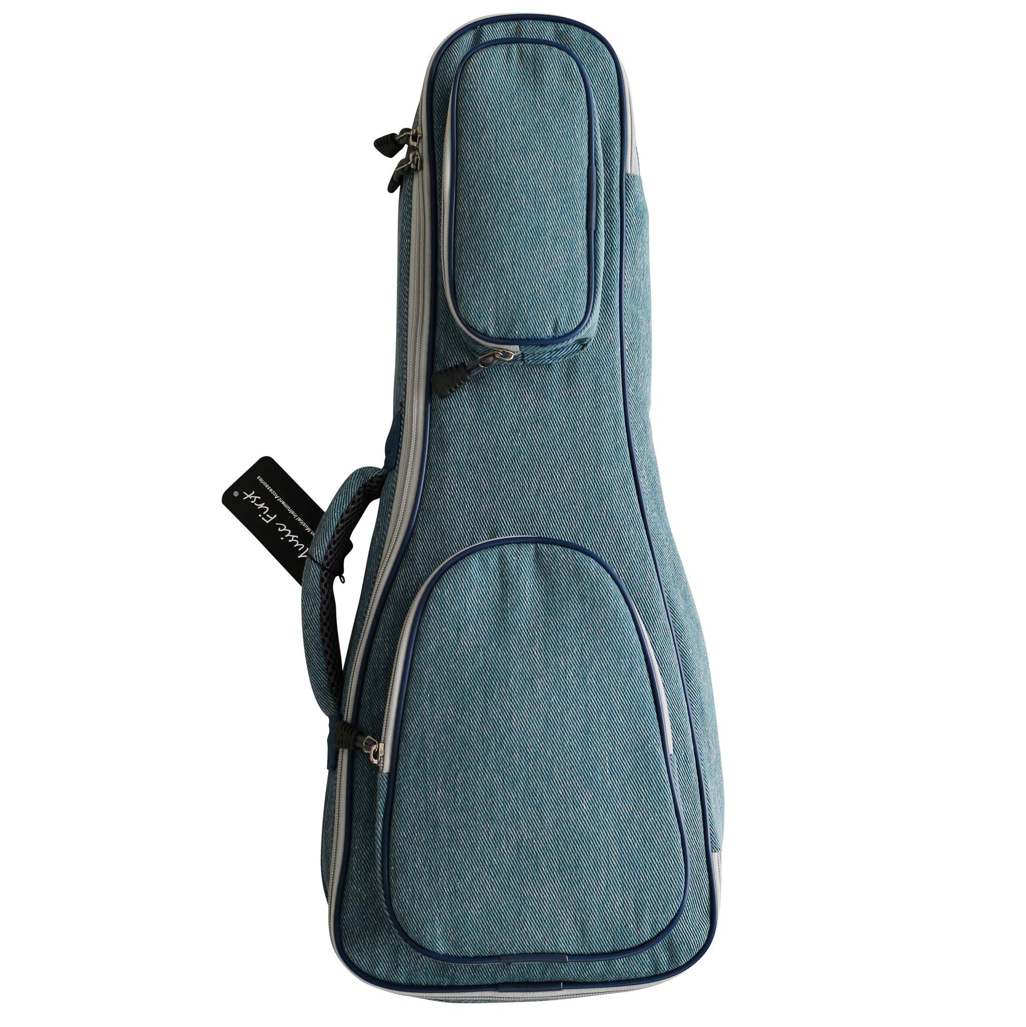 MUSIC FIRST Original Design 15mm Thick Vintage Style Jeans Cloth/Denim Ukulele Case, Ukulele Bag, Ukulele Soft Case, (Fit for 26inch Tenor Ukulele, Denim)