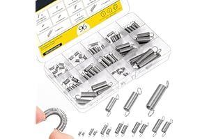 Mardatt 96Pcs 15 Sizes Stainless Steel Extension Springs Kit, Extension Spring with Hook Ends, Small Spring Compression Springs Mechanical Springs Tensile Spring for Home Repairs