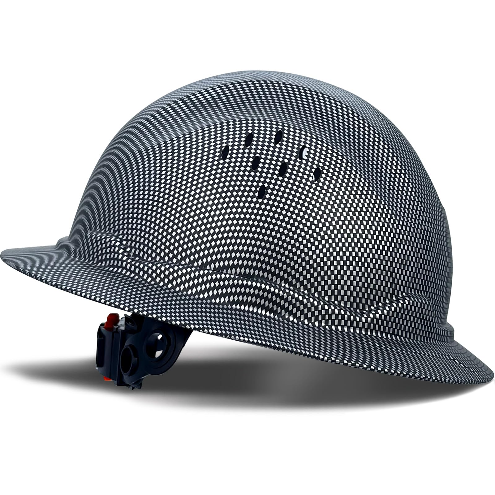 SAFEBUILDER SBD-G1C Construction Full Brim Safety Helmet HDPE Hard Hat Vented Hardhats Sunshade Carbon Fiber Pattern Industrial Work Certified ANSI/ISEA Z89.1 (Matte CG Black Helmet) Image