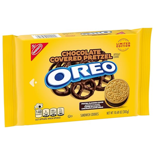 OREO CHOCOLATE COVERED PRETZEL SANDWICH COOKIES, LIMITED EDITION, 10.68 OZ