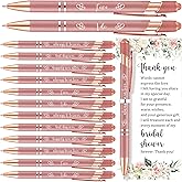 Chiisong 30 Set Bridal Shower Favors for Guests Wedding Rose Gold Pens Bulk with Thank You Cards Bridal Shower Retractable Ballpoint Pen for Guest Party Gifts Prizes Wedding Souvenirs