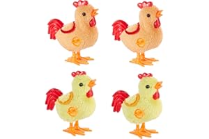 A-SZCXTOP 4Pack Easter Jumping Rooster Wind Up Plush Toys for Toddlers Kids,Hopping Chick for Easter Bonnet Egg Hunt Toy Basket Fillers (Rooster, 4.7inch)
